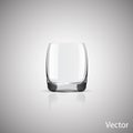 Empty glass cup vector on a gray background. Non transparent gradient mesh. Vector illustration isolated. Empty clean drinking Royalty Free Stock Photo